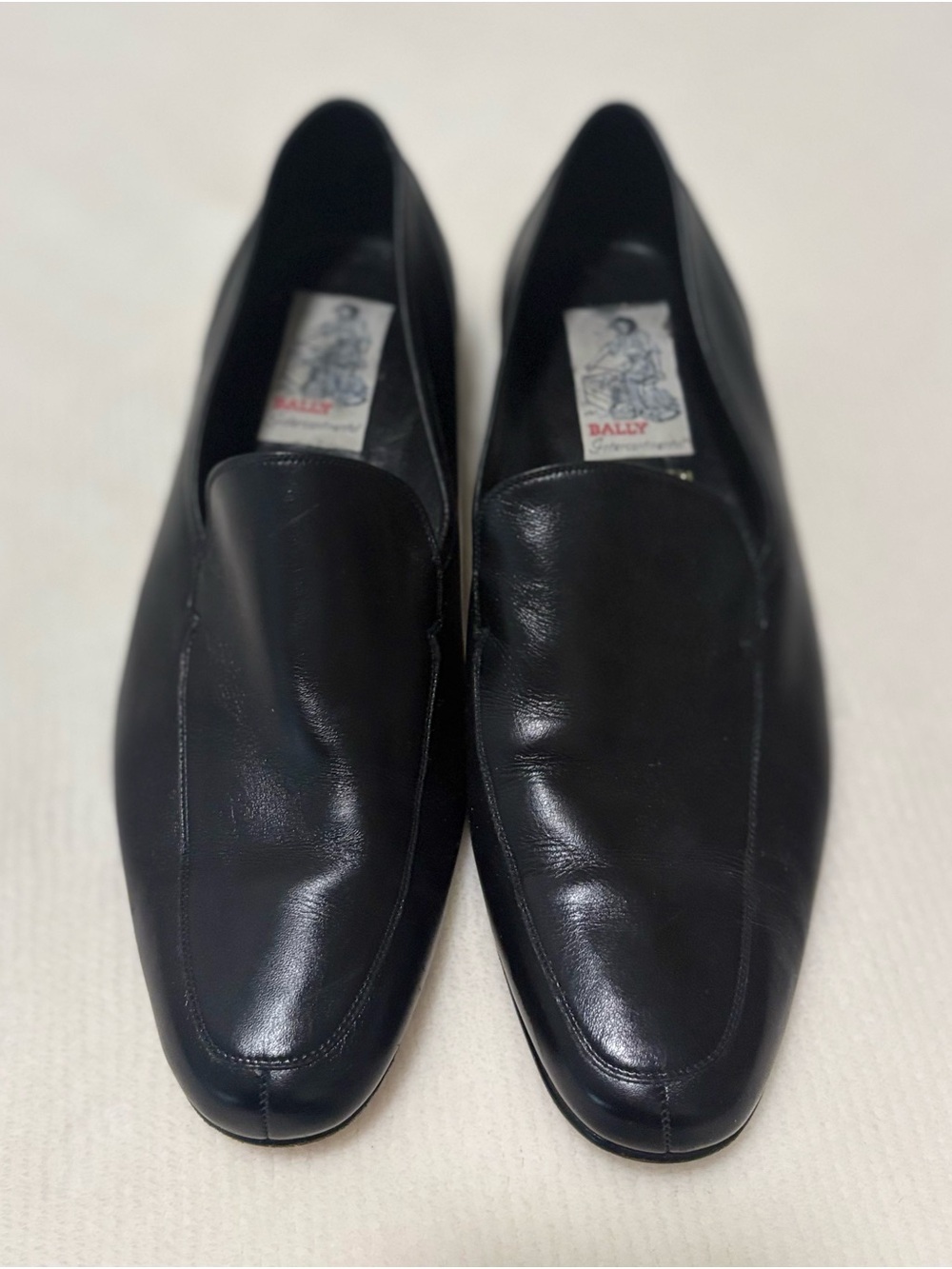 Bally Black Leather Slip-On Loafers